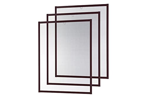empasa Insektenschutz Fliegengitter Fenster MASTER SLIM Set Alurahmen Mückengitter als Selbstbausatz in 80 x 100 cm, verschiedene Sets und Farben, Farbe:braun, Größe:3er Set von empasa