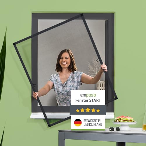 empasa Insektenschutz Fliegengitter Fenster START Fliegenschutz Alurahmen Mückengitter individuell zuschneidbar in weiß, braun oder anthrazit als Selbstbausatz von empasa