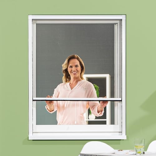 empasa Insektenschutz Fliegengitter Rollo Insektenschutzrollo Fenster SMART in verschiedenen Größen, Selbstbausatz, weiß, braun oder anthrazit von empasa