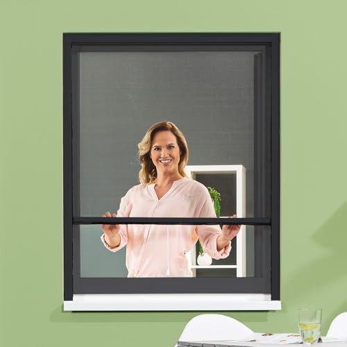 empasa Insektenschutz Fliegengitter Rollo Insektenschutzrollo Fenster SMART in verschiedenen Größen, Selbstbausatz, weiß, braun oder anthrazit von empasa