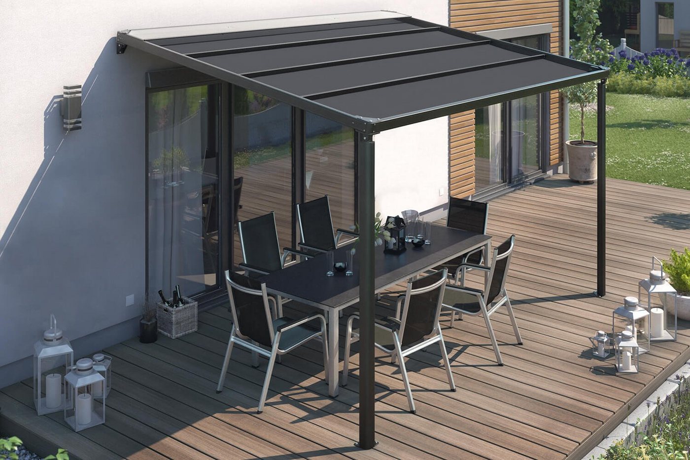 empasa Pergola, Pergola 3x4 m Markise Terrassenüberdachung LED Beleuchtung von empasa