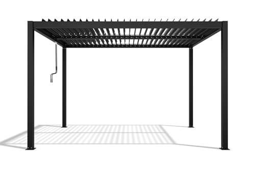 empasa Premium Pergola aus Aluminium Terrassenüberdachung mit Lamellendach 'Zeus' Pavillon Gartenpavillon Terrassenpavillon Überdachung, freistehend, bioklimatisch, in Zwei Größen von empasa