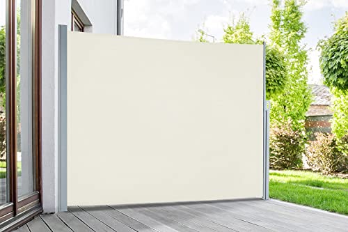 empasa Seitenmarkise Start 2.0 Sichtschutz Sonnenschutz Windschutz Markise ausziehbar für Garten, Balkon und Terrasse, mit Standfuß, Farbe:Creme, Größe:200 x 300 cm von empasa