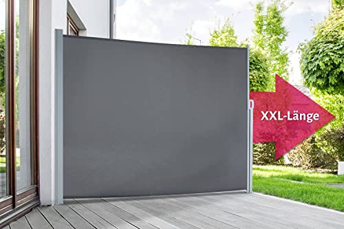 empasa Seitenmarkise Start 2.0 Sichtschutz Sonnenschutz Windschutz Markise ausziehbar für Garten, Balkon und Terrasse, mit Standfuß, Farbe:anthrazit, Größe:180 x 450 cm von empasa