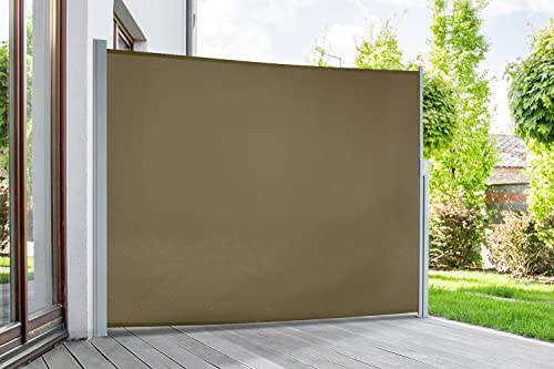 empasa Seitenmarkise Start 2.0 Sichtschutz Sonnenschutz Windschutz Markise ausziehbar für Garten, Balkon und Terrasse, mit Standfuß, Farbe:braun, Größe:180 x 300 cm von empasa