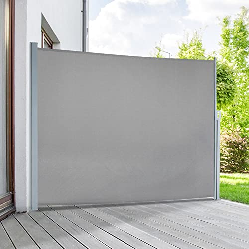 empasa Seitenmarkise Start 2.0 Sichtschutz Sonnenschutz Windschutz Markise ausziehbar für Garten, Balkon und Terrasse, mit Standfuß, Farbe:grau, Größe:160 x 300 cm von empasa