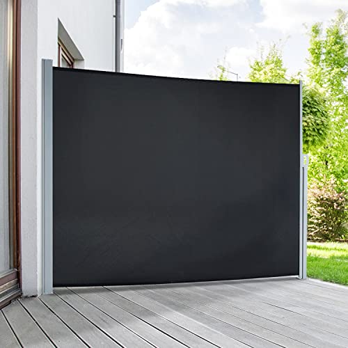 empasa Seitenmarkise Start 2.0 Sichtschutz Sonnenschutz Windschutz Markise ausziehbar für Garten, Balkon und Terrasse, mit Standfuß, Farbe:schwarz, Größe:160 x 300 cm von empasa