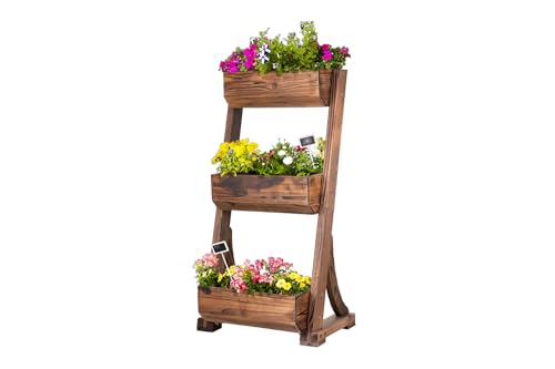 empasa Vertikales Hochbeet 'Raise 3' Blumenkasten Pflanzkübel Frühbeet Kräuterbeet aus Holz mit DREI Etagen, 62 x 47 x 117 cm von empasa