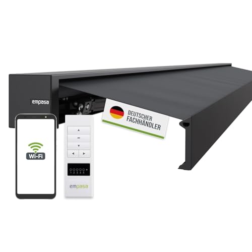 empasa elektrische Vollkassettenmarkise Cube ONE Smart Home kompatibel mit WiFi-Motor Markise Sonnenschutz Kassettenmarkise kubisches Design, anthrazit, Verschiedene Größen wählbar von empasa