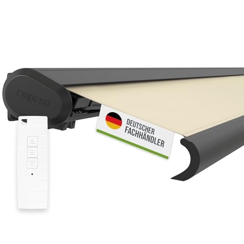 empasa elektrische Vollkassettenmarkise 'Profi' Kassettenmarkise Gelenkarmmarkise Markise Sonnenmarkise Sonnenschutz komplett vormontiert, viele Farben und Größen wählbar von empasa