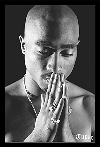 2pac - Pray - Musikposter Tupac Shakur Rap Hiphop Poster Druck - Grösse 61x91,5 cm + Wechselrahmen, Shinsuke® Maxi MDF schwarz, Acryl-Scheibe von empireposter