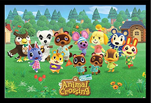 Animal Crossing - Lineup - Gaming Poster Druck - Größe 91,5x61 cm + Wechselrahmen, Shinsuke® Maxi MDF schwarz, Acryl-Scheibe von empireposter