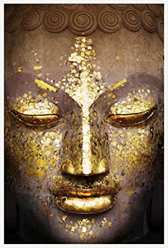Buddha - Face - Poster Foto Buddha-Statue Gold - Grösse 61x91,5 cm + Wechselrahmen, Shinsuke® Maxi Kunststoff Weiss, Acryl-Scheibe von empireposter