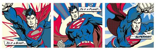 Dc Comics - Superman - Triptychon - Cartoon Comic Tür Poster - Grösse 158x53 cm von empireposter