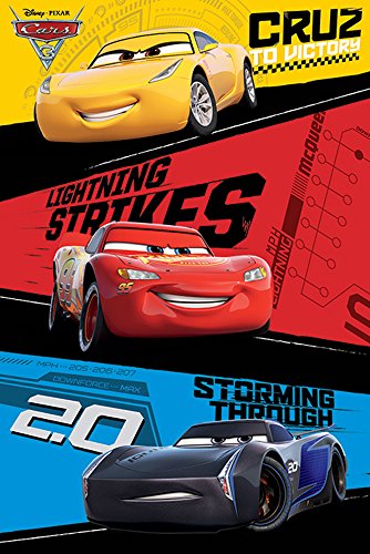 Disney Cars - 3 - Trio - Film Kino Movie Poster Plakat Druck - Größe 61x91,5 cm + 2 St Posterleisten Kunststoff 62 cm transparent von empireposter