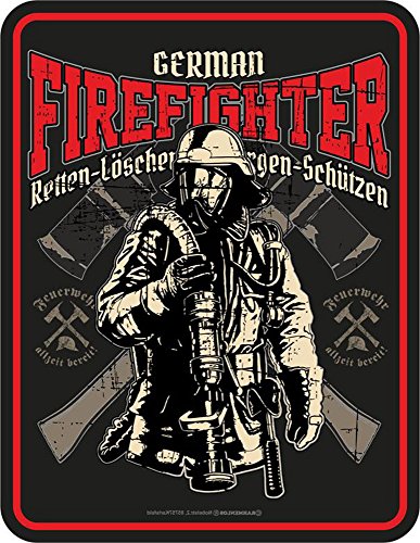 Feuerwehr - German Firefighter - Blechschild mit Spruch, 4 Saugnäpfe - Blech-Schild Blech Schild Fun, Größe 17x22 von empireposter