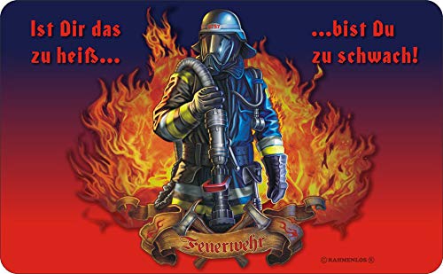 empireposter Feuerwehr Ist dir zu heiss - Resopal Brettchen - Frühstücksbrettchen Resopal - Grösse 14,2x23,3 cm von empireposter