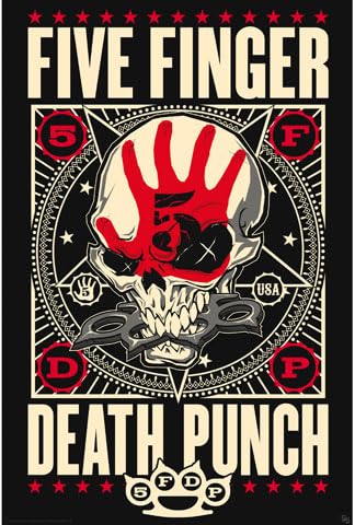 Five Finger Death Punch - Knucklehead - Musik Fan Band Poster - Grösse 61x91,5 cm + 2 St Posterleisten Holz 61 cm schwarz von empireposter