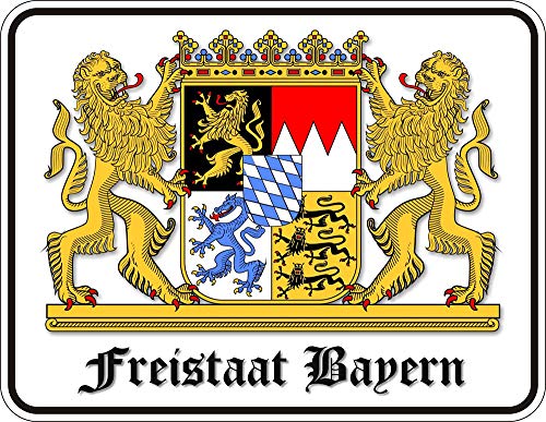 empireposter Freistaat Bayern - Blech-Schild Blechschild mit Spruch, 4 Saugnäpfe - Grösse 22x17 cm von empireposter