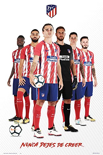 Fußball - Atletico Madrid - Players Group 2017/18 - Fussball Plakat Poster Druck - Größe 61x91,5 cm + 2 St Posterleisten Kunststoff 62 cm schwarz Fußball - Atletico Madrid - Players Group 2017/18 - Fussball Plakat Poster Druck - Größe 61x91,5 cm + 2 St Posterleisten Kunststoff 62 cm schwarz von empireposter