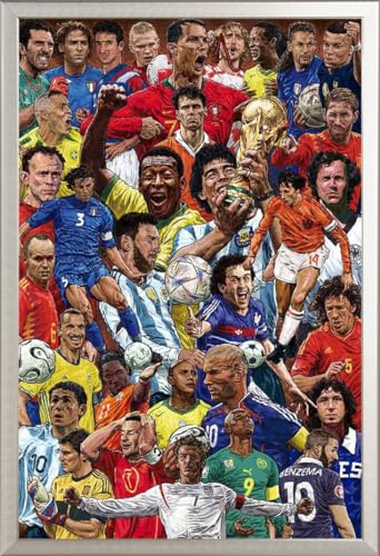 Fussball - Legenden - Sport Poster Plakat Druck - Größe 61x91,5 cm + Wechselrahmen, Shinsuke® Maxi Aluminium Silber, Acryl-Scheibe von empireposter