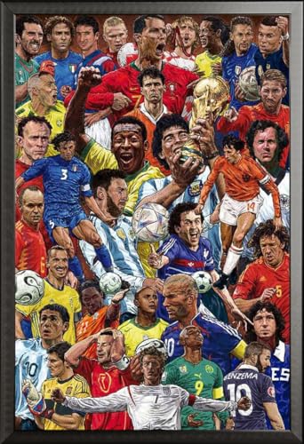 Fussball - Legenden - Sport Poster Plakat Druck - Größe 61x91,5 cm + Wechselrahmen, Shinsuke® Maxi Aluminium schwarz von empireposter