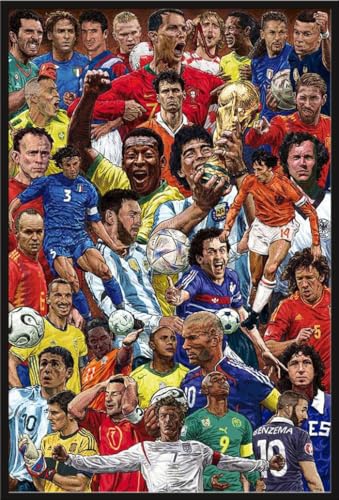 Fussball - Legenden - Sport Poster Plakat Druck - Größe 61x91,5 cm + Wechselrahmen, Shinsuke® Maxi Kunststoff schwarz, Acryl-Scheibe von empireposter