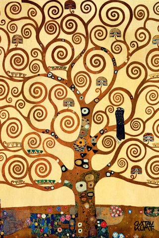 Gustav Klimt - Tree of Life Version 2 - Poster Kunstdruck Art Print - Größe 61x91,5 cm + 2 St Posterleisten Holz 61 cm von empireposter