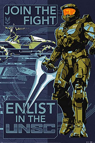 Halo - Infinite - Join The Fight - Games Poster - Grösse 61x91,5 cm + 2 St Posterleisten Kunststoff 62 cm schwarz von empireposter