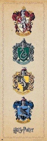 Harry Potter - House Crests - Fantasy Film Kino - XXL Tür Door Poster Druck - Größe 53x158 cm von empireposter