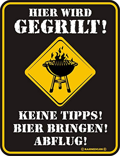 empireposter Hier Wird gegrillt! Keine TIPP - Blech-Schild Blechschild mit Spruch, 4 Saugnäpfe - Grösse 17x22 cm empireposter Hier Wird gegrillt! Keine TIPP - Blech-Schild Blechschild mit Spruch, 4 Saugnäpfe - Grösse 17x22 cm von empireposter