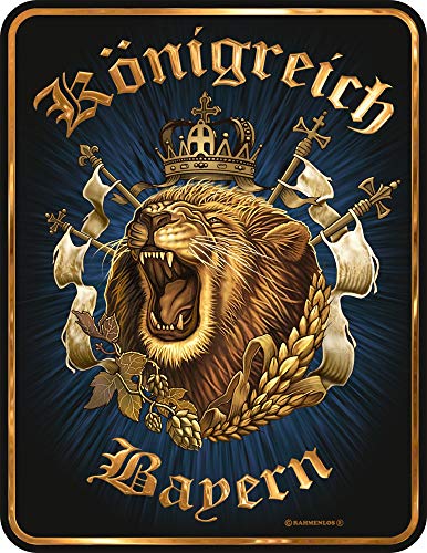 empireposter Königreich Bayern - Blech-Schild Blechschild mit Spruch, 4 Saugnäpfe - Grösse 17x22 cm von empireposter