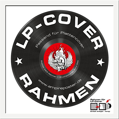 LP Schallplatten-Cover Rahmen - LP Rahmen Qualitäts-Wechselrahmen der Marke Empire® Frames Profil 15mm Kunststoff weiß Acrylglas-Scheibe - Außengröße 34,5x34,5 cm von empireposter