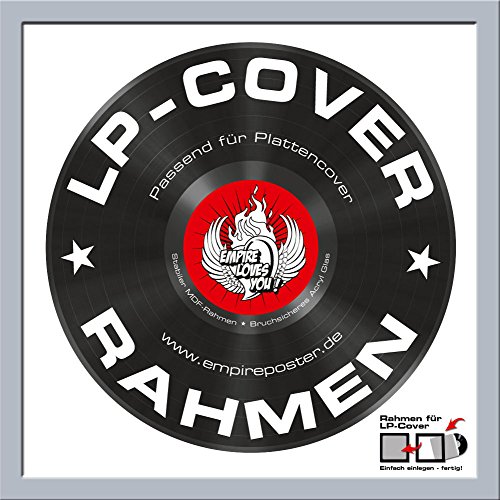 LP Schallplatten-Cover Rahmen - Rahmen Qualitäts-Wechselrahmen der Marke empire® Frames Profil 15mm Kunststoff silber Acrylglas-Scheibe - Außengröße 34,5x34,5 cm von empireposter