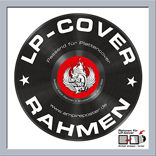 LP Schallplatten-Cover Rahmen - Rahmen Qualitäts-Wechselrahmen der Marke Empire® Frames Profil 15mm Kunststoff Silber Acrylglas-Scheibe - Außengröße 34,5x34,5 cm von empireposter