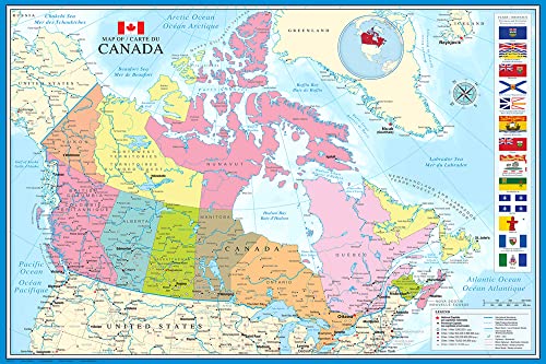 Landkarten - Map of Canada - Lernposter Druck 91,5x61 cm + 1 Korkplatte 61x91,5x1,0 cm - Naturprodukt von empireposter