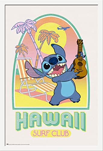 Lilo & Stitch - Hawaii Club Surf - Disney Film Poster Plakat Druck - Größe 61x91,5 cm + Wechselrahmen, Shinsuke® Maxi MDF Weiss, Acryl-Scheibe von empireposter