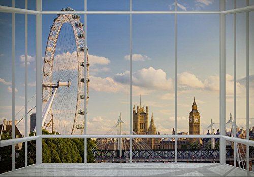 London Skyline Fenster Foto-Tapete 4-teilig - Fototapete Wallpaper 232x315cm. Beigelegt sind eine Packung Kleber und eine Klebeanleitung. von empireposter