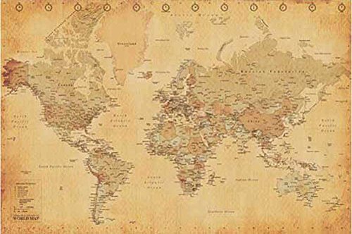 Maps - Vintage Style - Landkarten Poster Weltkarten Welt Erde - Grösse 91,5x61 cm + 1 Korkplatte 61x91,5x1,0 cm - Naturprodukt von empireposter