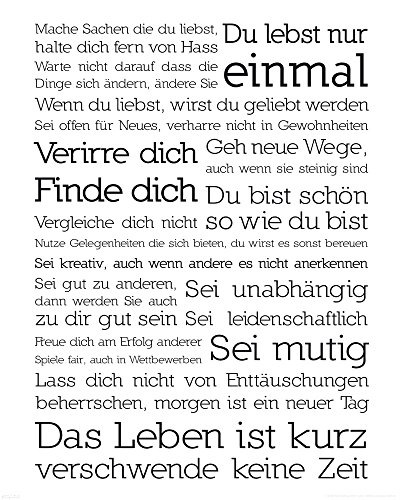 Motivational - Du lebst nur einmal Mini Motivationsposter - Kunstdruck Plakat Druck - Größe 40x50 cm von empireposter