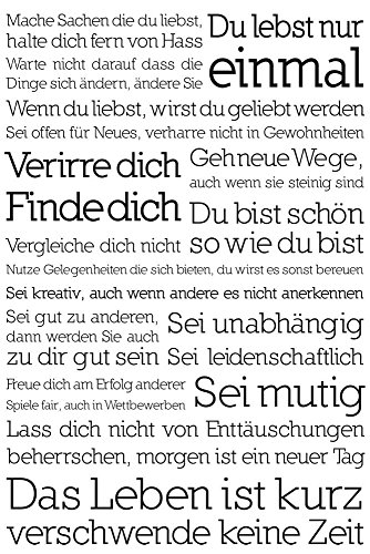 Motivational - Du lebst nur einmal Motivationsposter Plakat Druck - Grösse cm + 2 St Posterleisten Holz 61 cm von empireposter