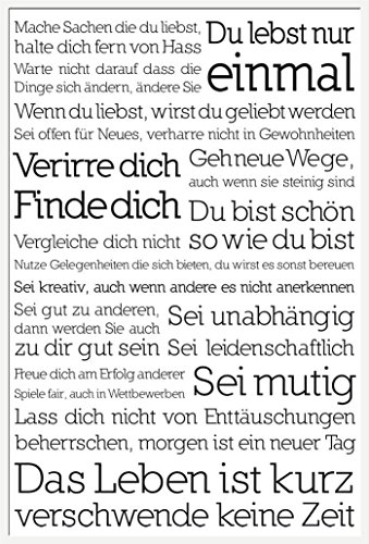 Motivational - Du lebst nur einmal Motivationsposter Plakat Druck - Grösse cm + Wechselrahmen, Shinsuke® Maxi Kunststoff Weiss, Acryl-Scheibe von empireposter