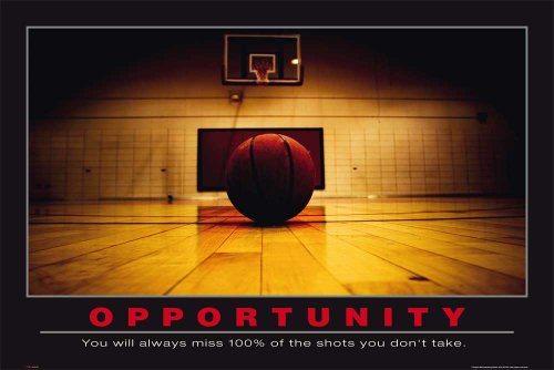 Motivational - Opportunity Motivationsposter Sport Basketball Poster Plakat - Grösse 91,5x61 cm + Wechselrahmen, Shinsuke® Maxi Aluminium Silber, Acryl-Scheibe von empireposter