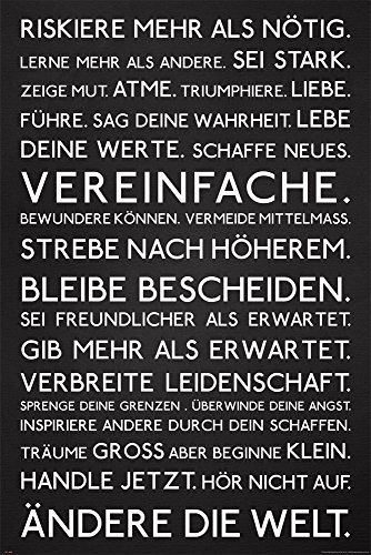 Motivational - Riskiere mehr - Motivations Poster Plakat Druck - Größe cm + Wechselrahmen, Shinsuke® Maxi MDF Silber, Acryl-Scheibe von empireposter