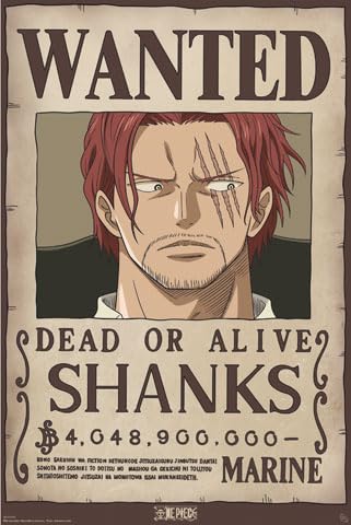 One Piece - Wanted Shanks - Manga Anime Poster Grösse 61x91,5 cm + 2 St Posterleisten Kunststoff 62 cm transparent von empireposter