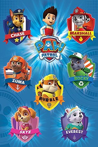 Paw Patrol - Crests - Tiere Hunde Kinder Fernseh TV Serie Poster Plakat Druck - Wohnzimmer- Grösse 61x91,5 cm von empireposter