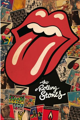 Rolling Stones - Collage Musik - Poster Druck - Größe 61x91,5 cm + 2 St Posterleisten Alu 63 cm von empireposter