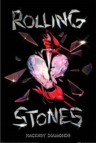 Rolling Stones - Hackney Diamonds Musik - Poster Druck - Größe 61x91,5 cm + 2 St Posterleisten Kunststoff 62 cm schwarz von empireposter