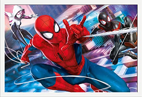 Spider-Man - Peter, Miles & Gwen - Film Poster - Größe 91,5x61 cm + Wechselrahmen, Shinsuke® Maxi MDF Weiss, Acryl-Scheibe von empireposter