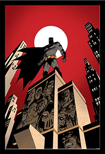 The Batman - Villain Skyline - Poster Plakat - Größe 61x91,5 cm + Wechselrahmen, Shinsuke® Maxi MDF schwarz, Acryl-Scheibe von empireposter